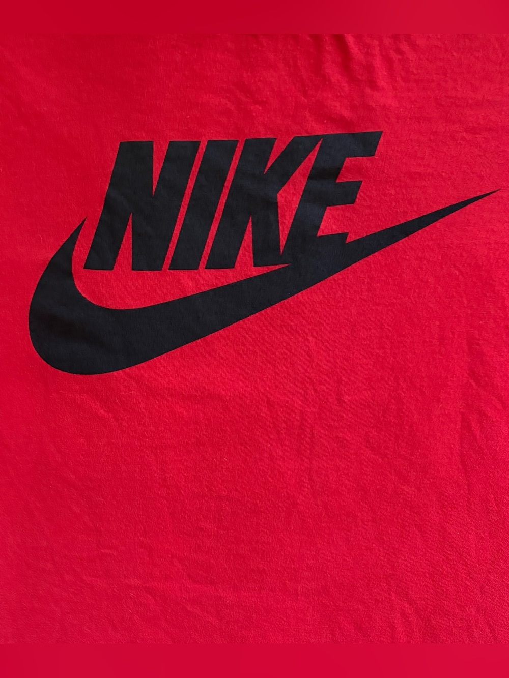 Nike Red Short-Sleeve Graphic Tee with Black Swoosh